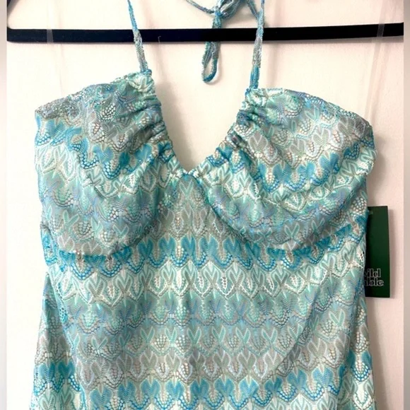 Crochet knit Bodycon Slip Dress Wild Fable Aqua Blue,midi dress, summer … - Picture 6 of 11